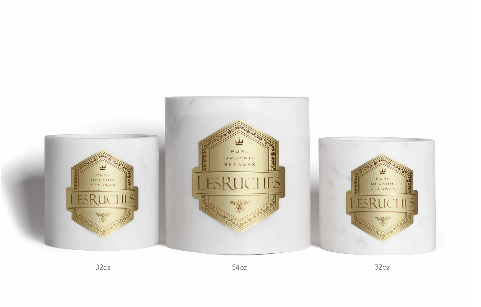 Gardenia Grandé Marbré 54oz LesRuches pure organic beeswax luxury