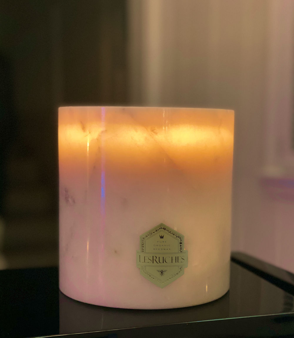 Gardenia Grandé Marbré 54oz LesRuches pure organic beeswax luxury